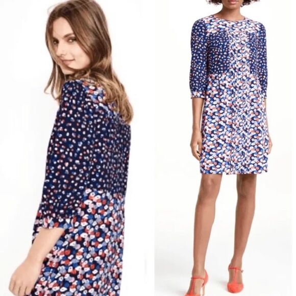 Boden Hotchpotch Poppy Meadow Floral Dress Blue Pink Multi  US 10 - Picture 1 of 7